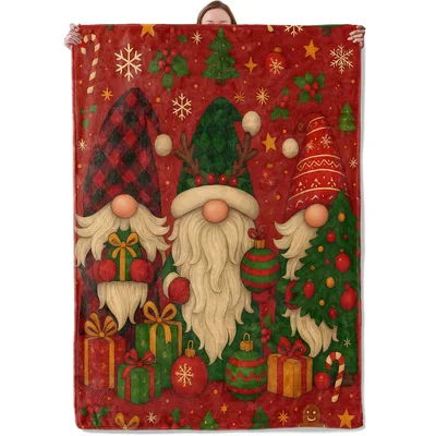 Nordic Christmas Gnomes Blanket: Festive Gnome Art for Holiday Cozy
