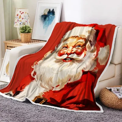 Vintage Santa Claus Portrait Blanket features a classic