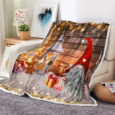 Merry Christmas Gnomes Scene Blanket featuring a rustic gnome