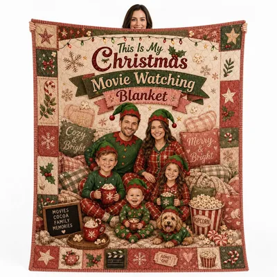 Christmas Movie Watching Family Blanket - Cozy Holiday Design