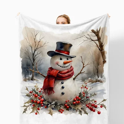 Vintage Snowman in Winter Blanket: Rustic Holiday Cheer