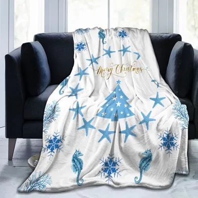 Merry Christmas Starfish Tree Blanket: Coastal Holiday Design