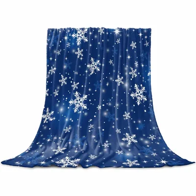 Navy Blue Snowflake Pattern Blanket: Cozy Winter Holiday Design