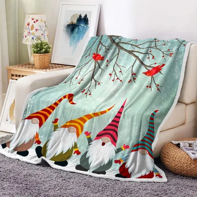 Winter Gnomes Pattern Blanket: Festive Gnomes and Cardinals Design