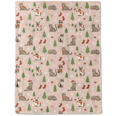 Cat Christmas Pattern Blanket No. 2