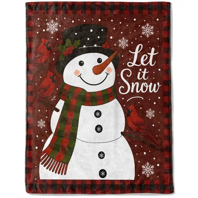Let It Snow Snowman Blanket: Festive Winter Design with Cardinals