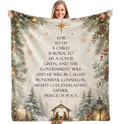 Christmas Nativity Scripture Design Blanket: Peaceful Winter Scene