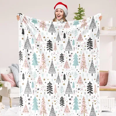 Pastel Christmas Blanket featuring a Pastel Christmas Tree Pattern
