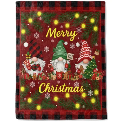 Gnome Merry Christmas Plaid Blanket: Festive Gnomes and Holiday Cheer