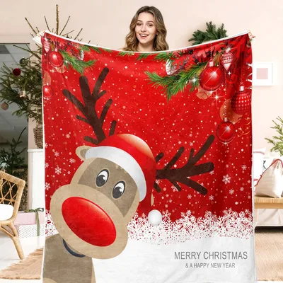 Cute Reindeer with Red Blanket: Festive Holiday Design for Winter