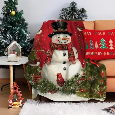 Funny Snowman Christmas Blanket featuring a festive snowman