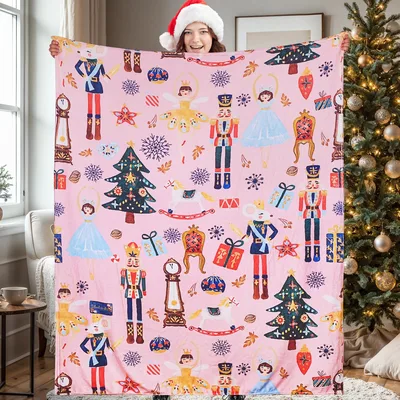 Nutcracker Christmas Pattern Blanket featuring soldiers