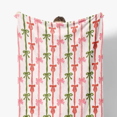 Coquette Christmas Ribbon Bows Blanket: Preppy Holiday Decor