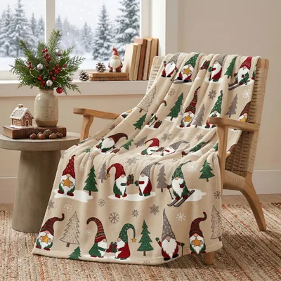 Christmas Gnome Pattern Blanket featuring festive gnomes