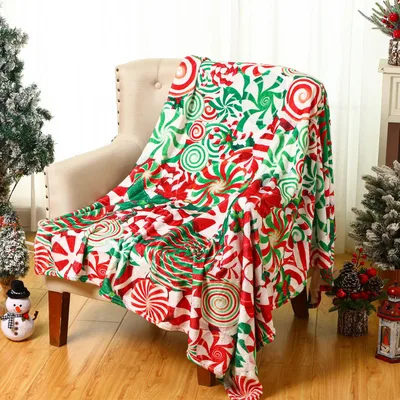 Christmas Candy Swirl Pattern Blanket featuring festive red