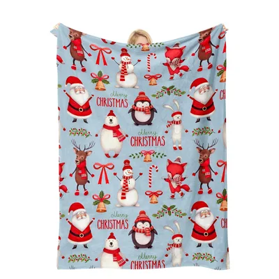 Christmas Santa and Penguins Blanket: Festive Winter Friends Pattern