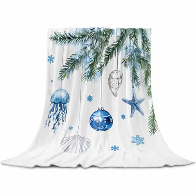 Coastal Christmas Ornaments Starfish Blanket Nautical Holiday Throw