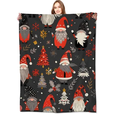 Christmas Gnomes and Trees Blanket: Festive Nordic Pattern