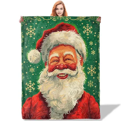 Vintage Santa Claus Portrait Blanket featuring a classic smiling Santa