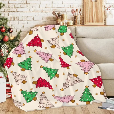 Cute Christmas Trees Pattern Blanket: Festive Holiday Design