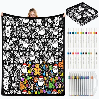 Christmas Doodle Coloring Pattern Blanket No. 2