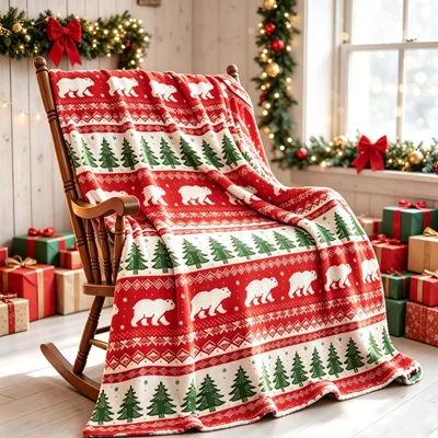 Christmas Bear Sweater Pattern Blanket: Cozy Holiday Bear Print