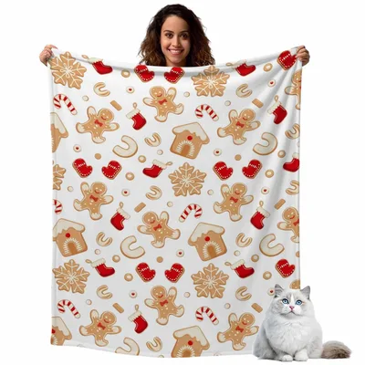 Gingerbread Man Christmas Pattern Blanket No. 2 for Holiday Cozy Vibes