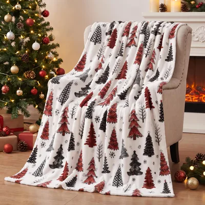 Christmas Tree Pattern Blanket: Hand-Drawn Holiday Trees