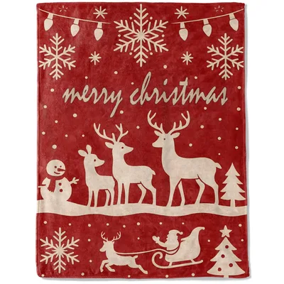 Reindeer and Snowflakes Christmas Blanket featuring festive reindeer