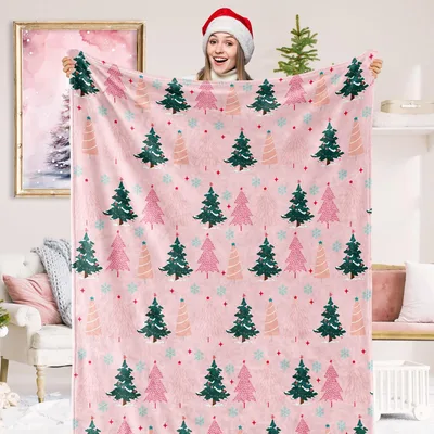 Pink Christmas Tree Pattern Blanket No. 2