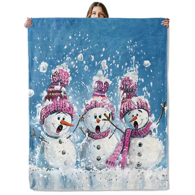 Three Snowmen in Snow Blanket: Cheery Winter Friends