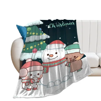 Christmas Snowman Friends Blanket featuring a smiling snowman