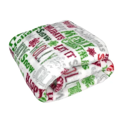 Holly Jolly Christmas Words Blanket: Festive Holiday Typography Design