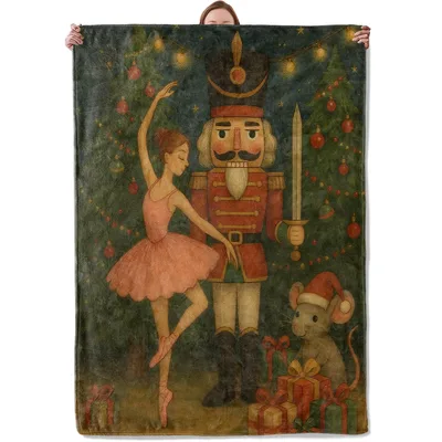 Nutcracker Ballet Painting Blanket featuring a vintage ballerina