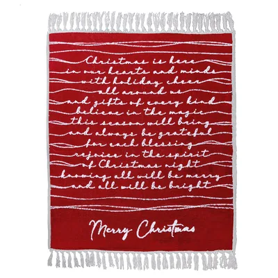 Merry Christmas Handwritten Text Blanket features a festive