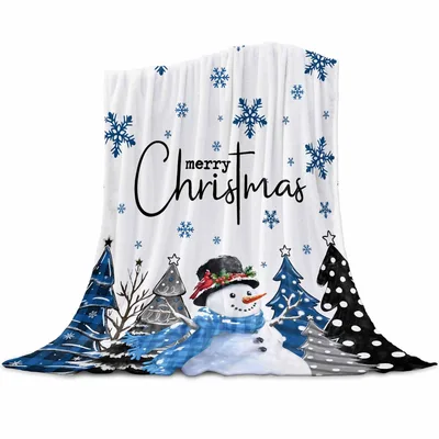Merry Christmas Snowman Scene Blanket No. 2