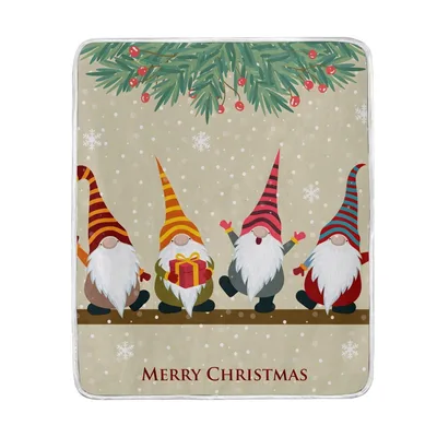 Christmas Gnomes in a Row Blanket