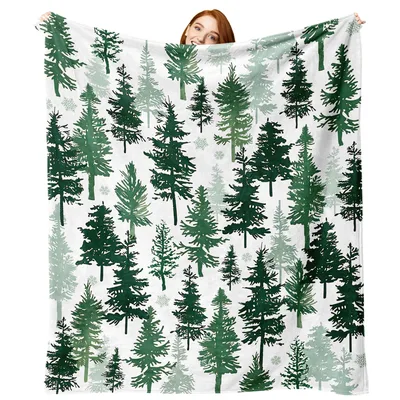 Christmas Pine Tree Pattern Blanket: Green Evergreen Forest