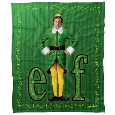 Green Elf Christmas Design Blanket: Buddy the Elf Fleece Throw