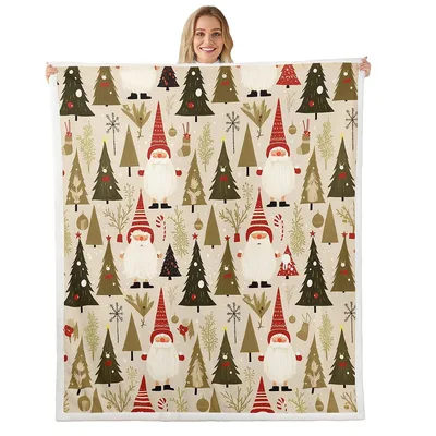 Christmas Gnomes and Trees Blanket featuring cute bearded gnomes