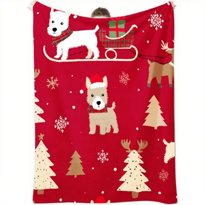 Santa Sleigh Dogs Christmas Blanket: Festive Canine Holiday Throw