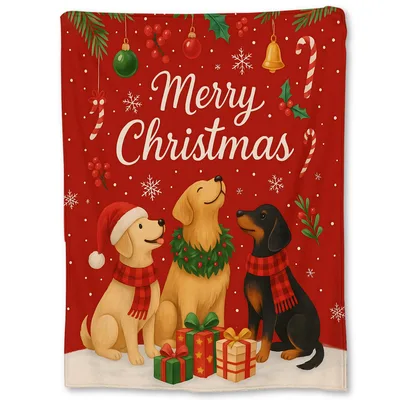 Christmas Dogs in Santa Hats Blanket: Festive Canine Holiday Design