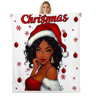 Christmas Girl in Santa Blanket featuring a stylized woman