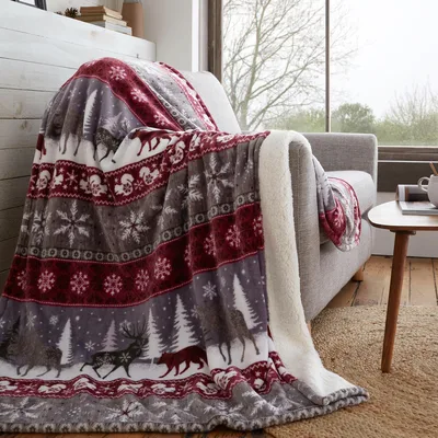 Nordic Reindeer Snowflake Pattern Blanket for Cozy Holiday Evenings