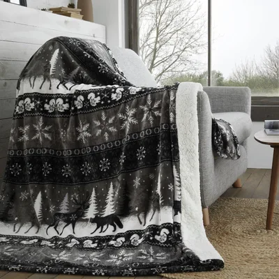 Nordic Reindeer Snowflake Pattern Blanket No. 2 for Winter Cozy Vibes