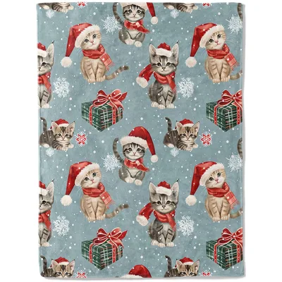 Christmas Kittens with Santa Blanket: Festive Feline Holiday Design