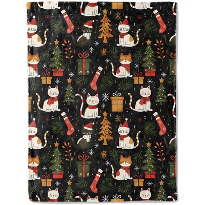 Christmas Cats and Presents Blanket: Festive Feline Holiday Design