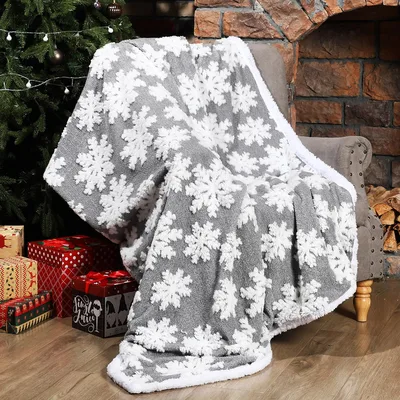 White Snowflake Pattern Blanket No. 2: Winter Holiday Design