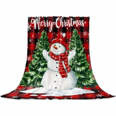 Snowman Buffalo Plaid Christmas Blanket: Festive Snowman Design