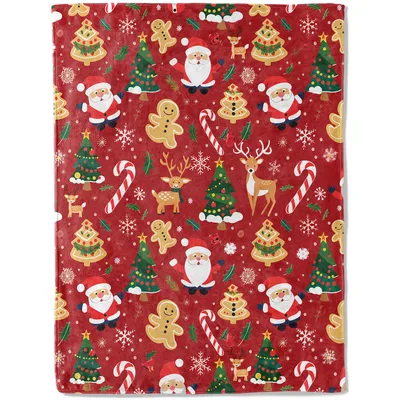 Santa Reindeer and Gingerbread Blanket: Festive Holiday Throw